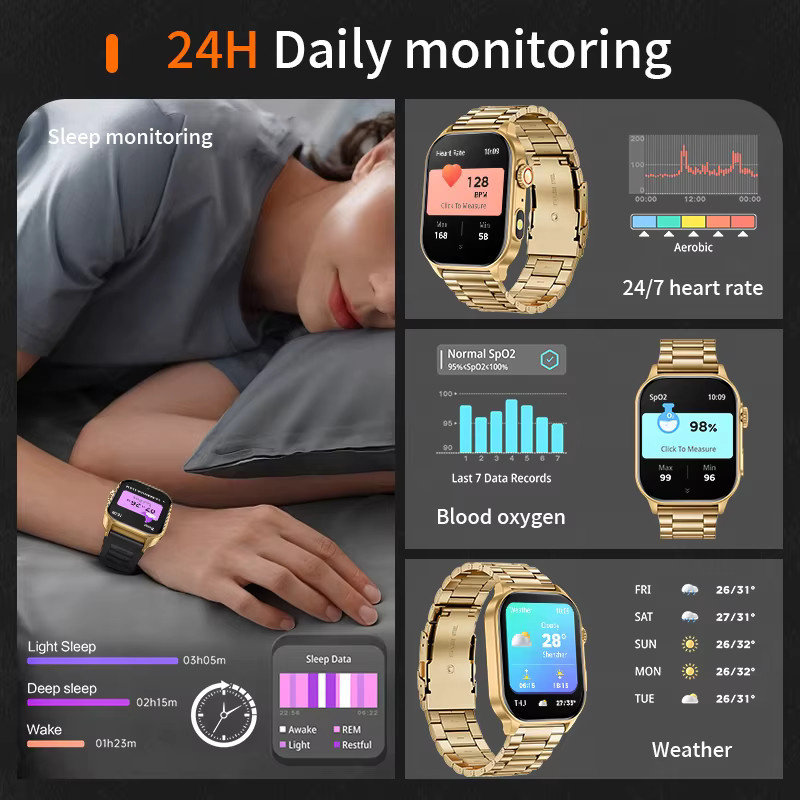 LIGE Smartwatch, Gold, Edelstahl, Unisex - Bild 2