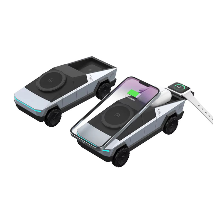 VIKEFON 3 in 1 magnetisches kabelloses Ladegerät für iPhone 12-16, Apple Watch und AirPods in Grau - Bild 5