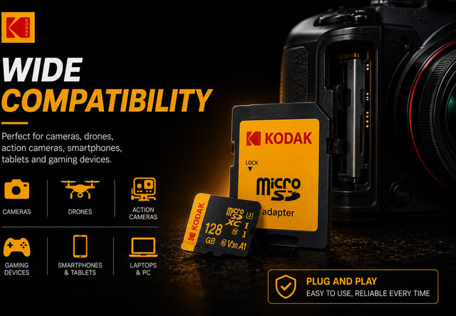 Kodak Black Edition Dark Gaming Micro SD-Karte U3 A1 V30 4K Hochgeschwindigkeits-TF-Karte für Spielkonsole Kamera Handy und Drohne - Bild 1