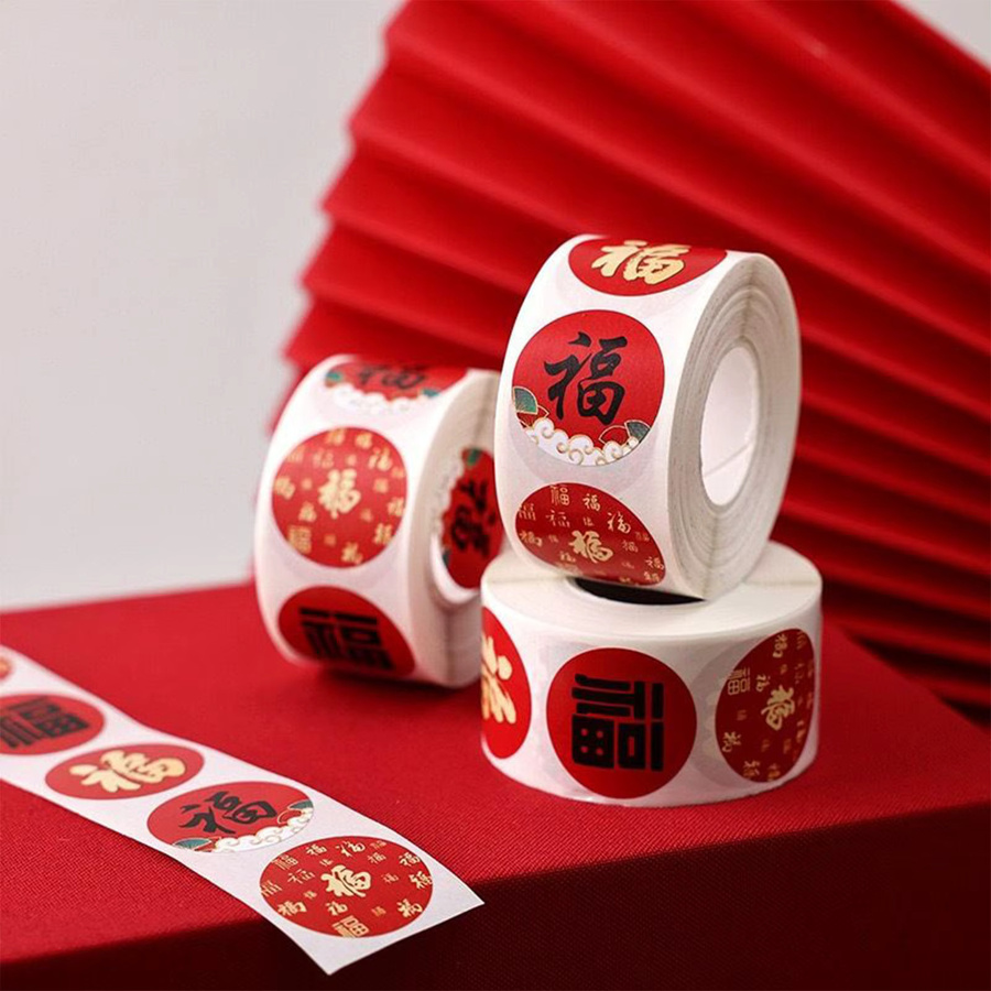 500 Stück Neujahrs-Fu-Aufkleber für das Frühlingsfest 2026 in Rot mit chinesischen Segenswünschen als Geschenketiketten - Bild 6