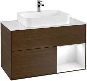 V&B Waschtischunterschrank Finion 100 in Weiß lackiert mit Regal, Breite: 100 cm, Tiefe: 50,1 cm, Höhe: 50,1 cm - Bild 1