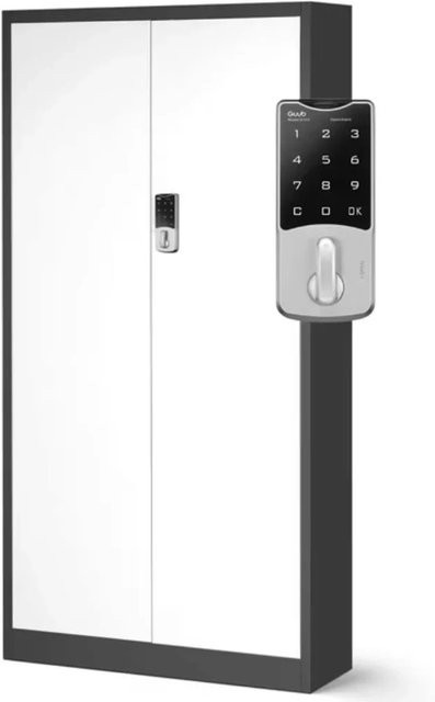 DELUKE Metallschrank mit Türen und Schloss, Anthrazit-Weiß, H x B x T: 185 x 90 x 40 cm - Bild 1