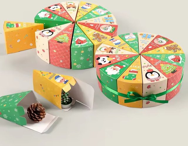 ZQNYCY Weihnachts Geschenkboxen aus Papier für Süßigkeiten und Kuchen, bunte DIY Adventskalender Boxen für die Weihnachtsfeier, 12 oder 24 Stück - Bild 1