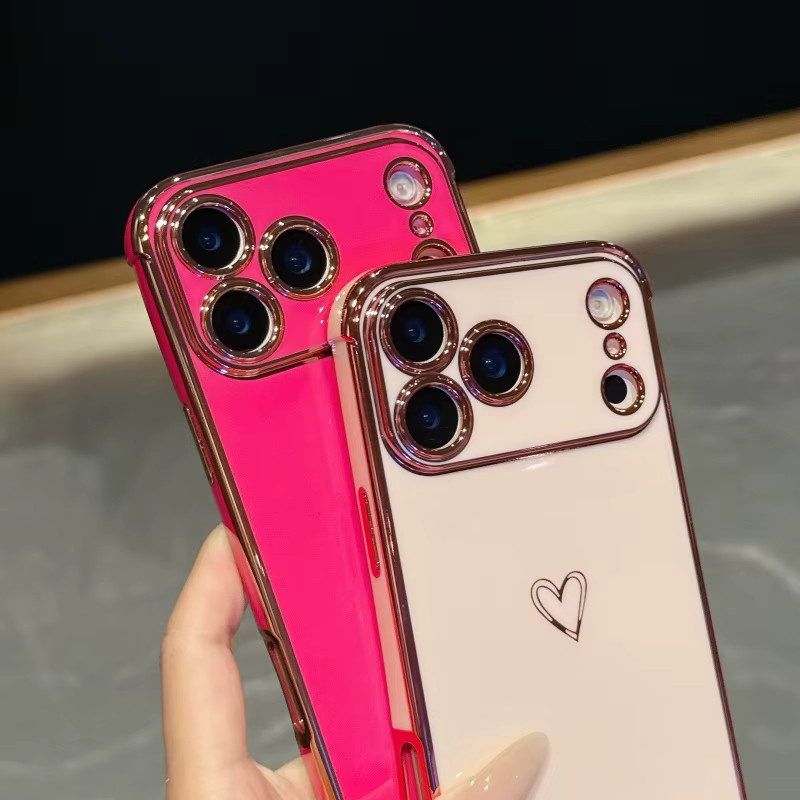 Liebesherz Handyhülle mit Luxus-Beschichtung und Kameraobjektiv-Schutz für Apple iPhone 17 16 15 14 13 12 Pro Max Plus Mini Air in Pink und Purple - Bild 2