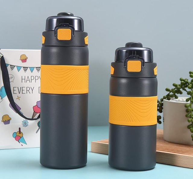 Yiran Furniture Edelstahl-Thermosbecher mit Trinkhalm, 600ml, Tragbarer Springbecher für Kinder und Erwachsene - Bild 1