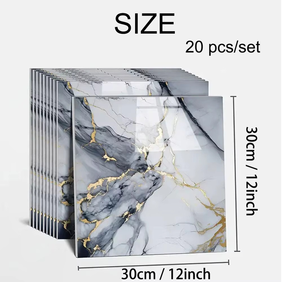 AOZEY Selbstklebender Wandaufkleber Set mit 20 Stück in Grün und Multicolour im abstrakten Kunstmarmor-Muster zur Dekoration von Zuhause, Küche und Badezimmer - Bild 2