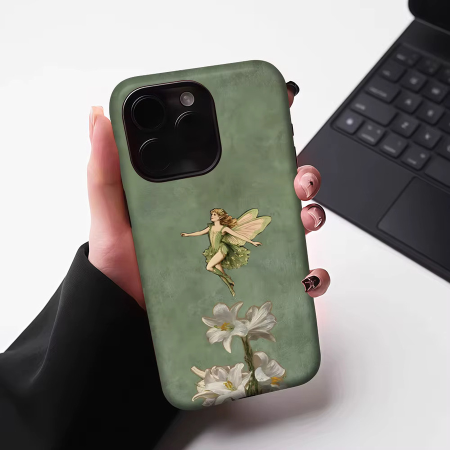 Magnetische Handyhülle Lilienfee auf grüner Wand für iPhone 17 16 15 14 13 Pro Max Plus von Potdemiel in Grün - Bild 6