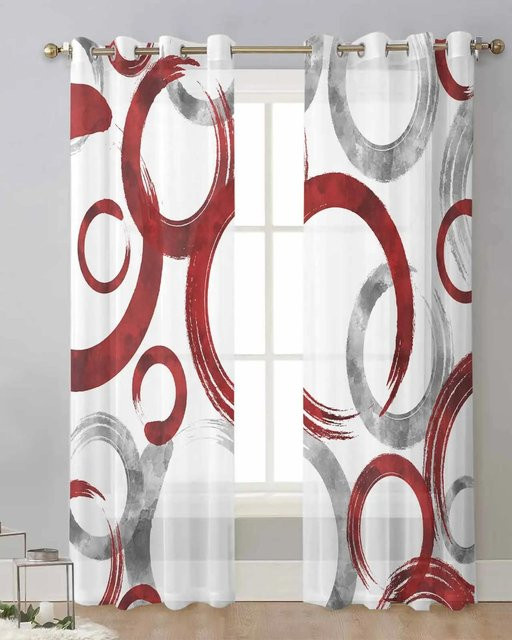 Yiran Furniture Transparente Tüllvorhänge mit geometrischer Textur in Salbeigrün, 2er-Set mit Ösen, Breite: 120 cm, Höhe: 270 cm - Bild 1