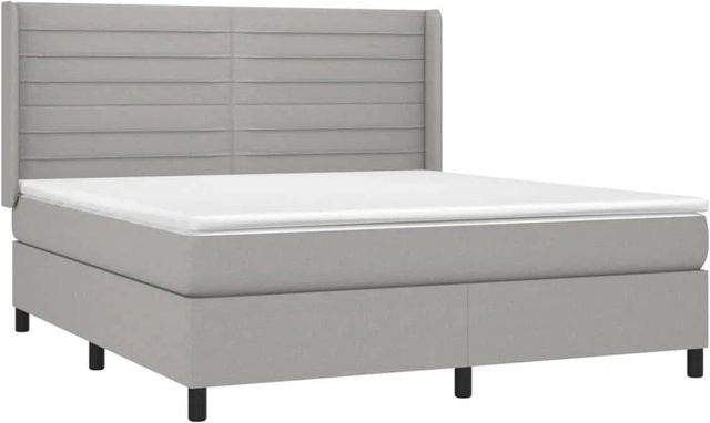 vidaXL Boxspringbett mit Matratze und LED-Beleuchtung in Hellgrau, B/T/H: 160 x 200 x 118 cm - Bild 1