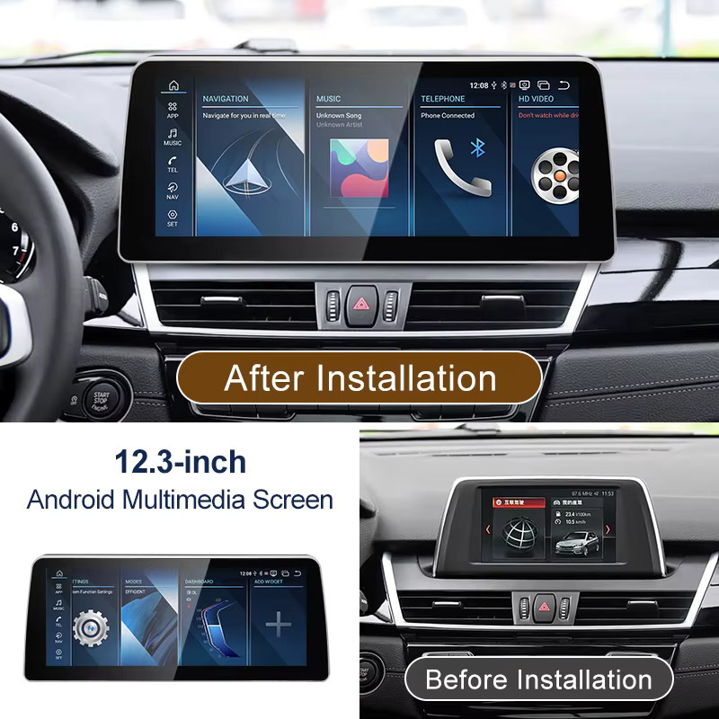 STWEI Multimedia Player für BMW 2er Serie F45 F46 mit 12,3 Zoll Display, Qualcomm Snapdragon 680, Android 14 und drahtlosem CarPlay in Schwarz - Bild 2