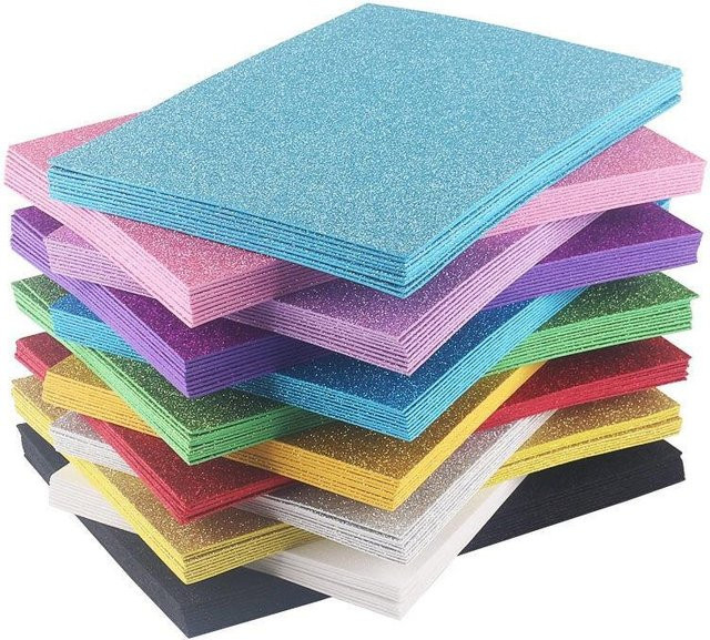 10 Beutel Glitzer-Schaumstoffpapier für DIY-Bastelarbeiten in Silber und Multicolour, 2 mm dick - Bild 1