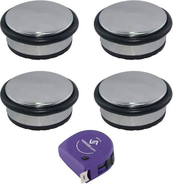 vasalat Set Türstopper schwer Edelstahl poliert Silber Ø 95 mm, H: 45 mm, 4 Stück - Bild 1