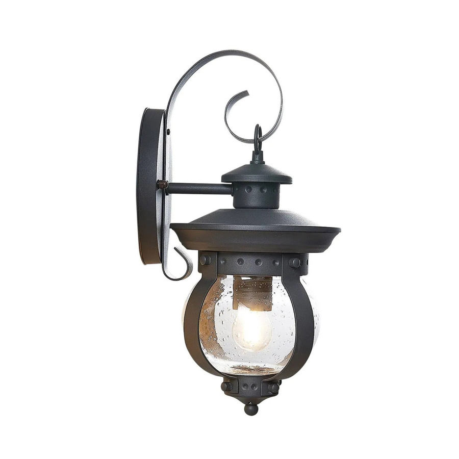 Lindby Wandleuchte Außen Farley Laternenform Schwarz Metall IP44 Retro Vintage Antik 1-flammig E27 B/T/H: 22,0 x 22,0 x 40,0 cm - Bild 2