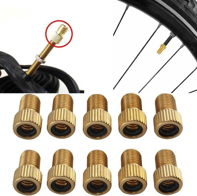 GEETHA Fahrrad Ventil Adapter Set für DV SV und Französisch auf Dunlop, Farbe: Gold - Bild 1