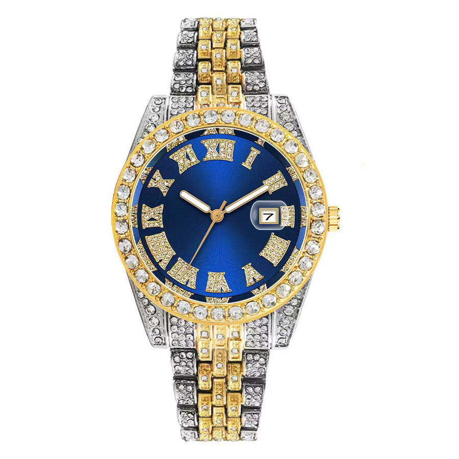 ZBJP Armbanduhr, Quarz, Edelstahl, Diamantbesetzt, Blau, Unisex - Bild 1