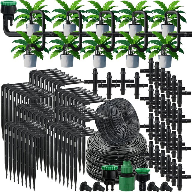 KESLA Automatisches Gartenbewässerungssystem mit 4-Wege-Tropfbewässerungsset und Inline-Drippern in Schwarz - Bild 1
