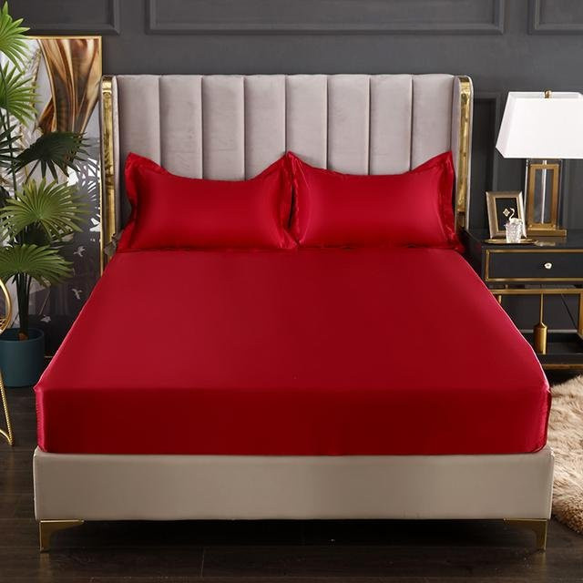 Kemila Spannbettlaken aus Mako-Satin in Rot, B/T/H: 140 x 200 x 25 cm - Bild 1