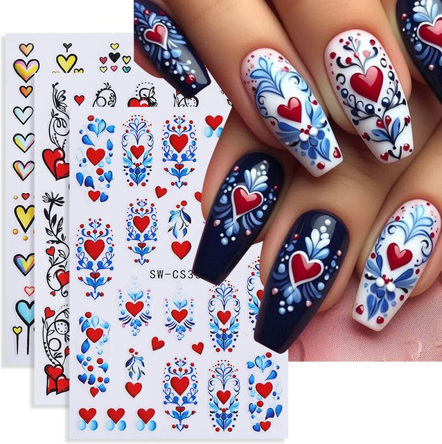 SWEET TREND Nagelaufkleber, Rot, 3 Stück - Bild 1