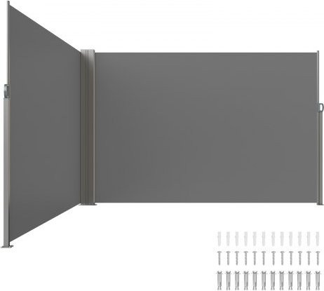 VEVOR Seitenmarkise als Sichtschutz aus Polyestergewebe, Grau, B/H: 600 x 200 cm - Bild 1