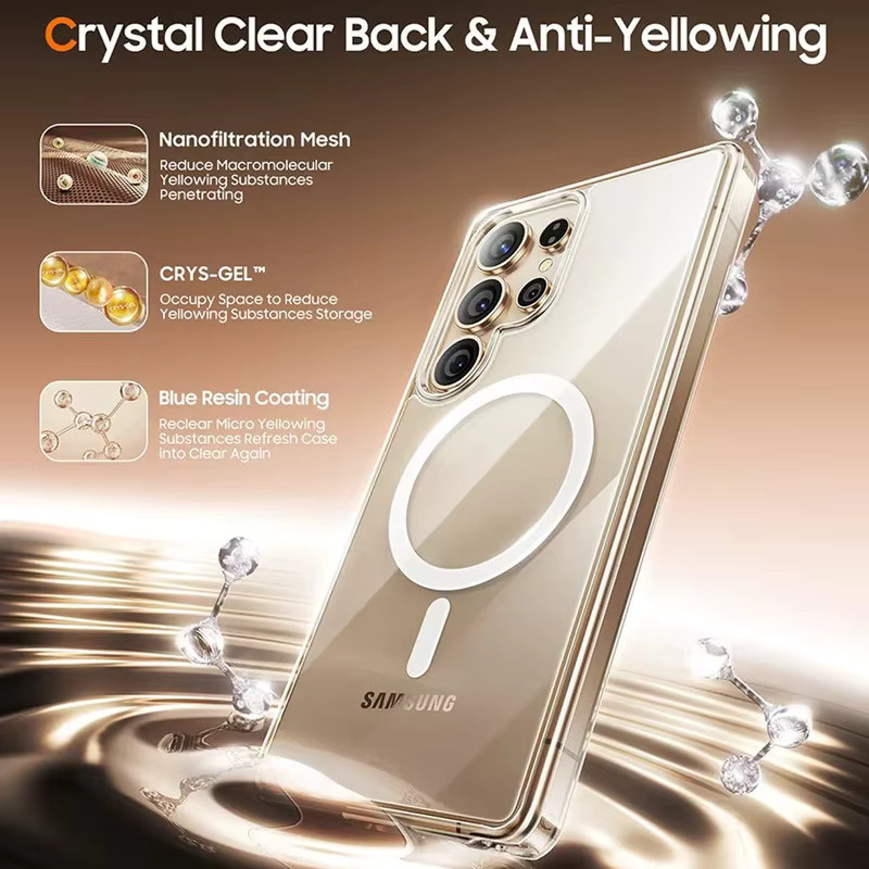 MagSafe Handyhülle für Samsung Galaxy S26 Ultra S25 Edge S24 Plus, magnetische Schutzhülle aus Acryl, transparent - Bild 4