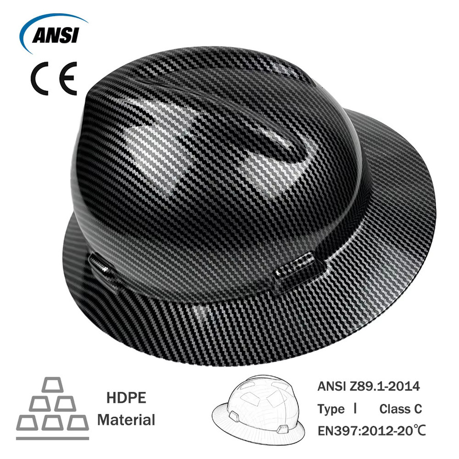 CE-Schutzhelm mit voller Krempe und 6-Punkt-Aufhängung aus HDPE in Gelb oder Schwarz nach ANSI Z89.1 - Bild 3