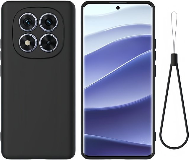 Stoßfeste Silikon Schutzhülle mit Lanyard für Xiaomi Redmi Note 15 Pro Plus 4G 5G in Schwarz und Grün - Bild 1