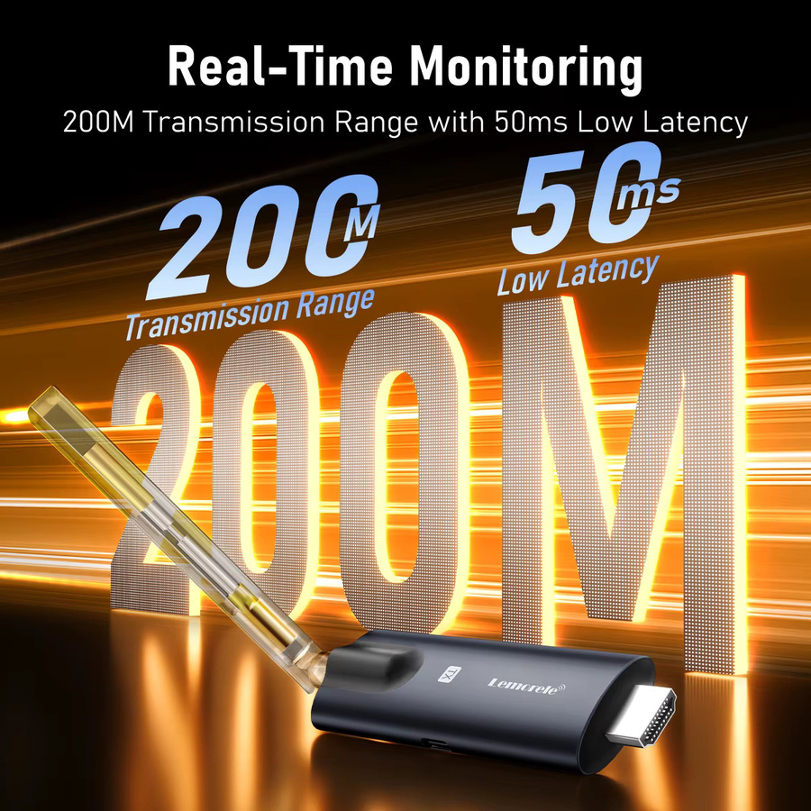 Lemorele 5G Kabelloser HDMI-Sender und -Empfänger mit Bluetooth für PC, TV, Projektor und Monitor, Schwarz - Bild 3