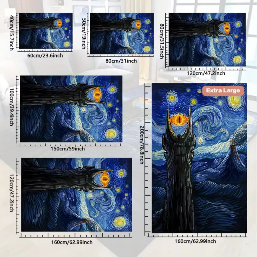 VIKAMA Lord of the Rings Eye of Sauron Fußmatte aus Polyester, blau, rutschfest und waschbar, B: 120 cm, T: 80 cm - Bild 4