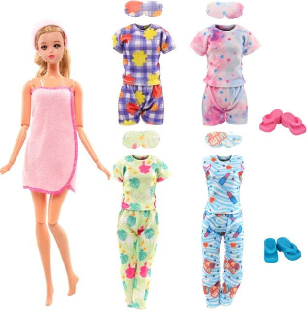 KIEKA Puppenkleidung und Schuhe, 7-teiliges Set, Plüsch / Textil, Bunt / Mehrfarbig - Bild 1