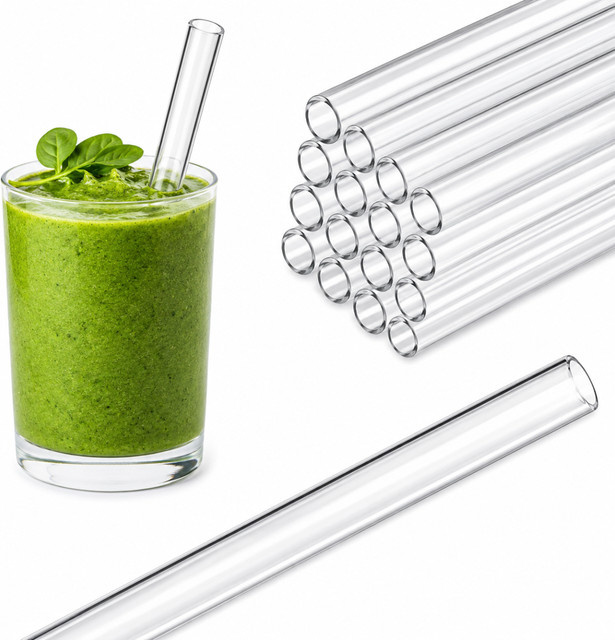 Gastro Pionier Glas Strohhalme Jumbo transparent Ø: 10 mm, L: 20 cm, 50 Stück - Bild 1