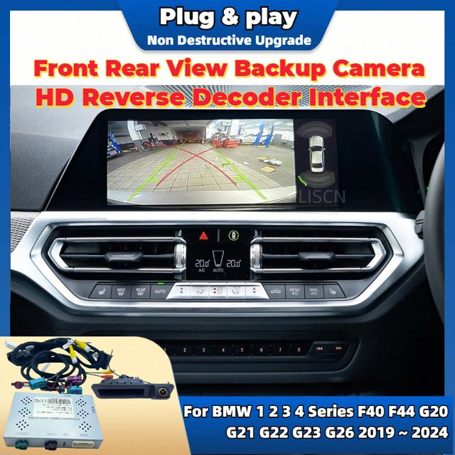 LISCN Parkplatz Rückfahrkamera für BMW 1 2 3 4 Serie F40 F44 G20 G21 G22 G23 G26 (2019 - 2024) MGU ID7 Plug & Play mit Front- und Rückansicht - Bild 1
