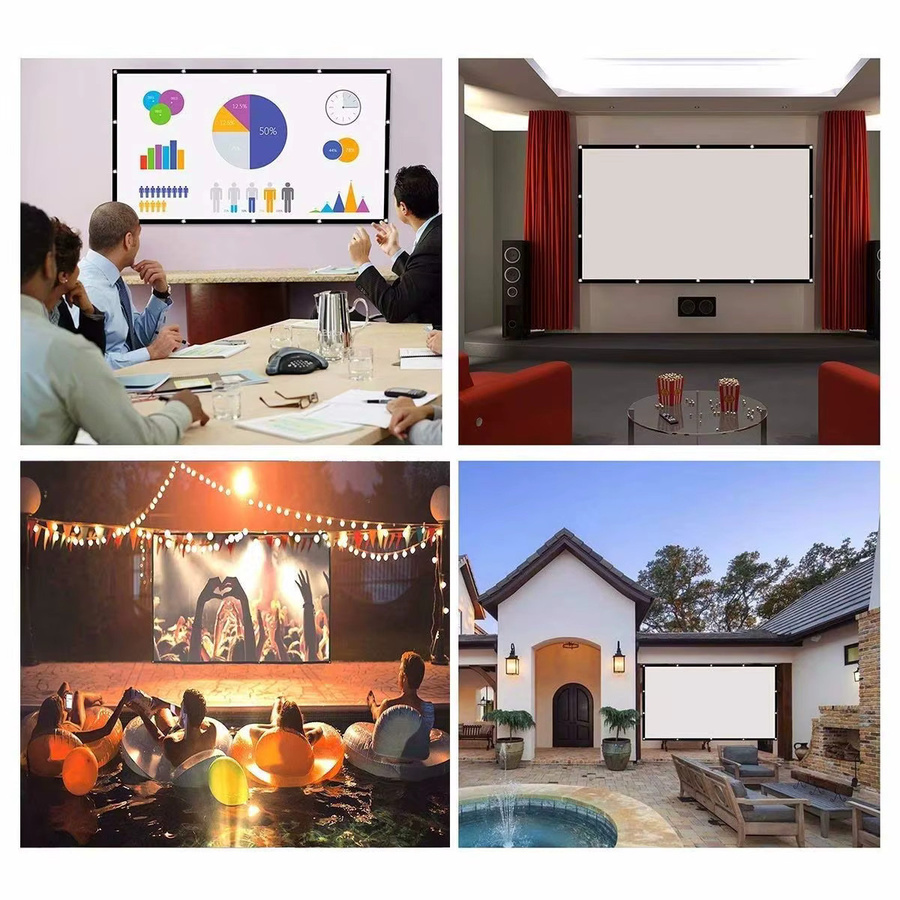 Salange Faltbare Projektionsleinwand 16:9 in Weiß für Heimkino und Outdoor, Full HD und 4K kompatibel, passend für HY300 - Bild 4