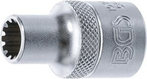 BGS Steckschlüssel-Einsatz Gear Lock 10209 in Silber, Antrieb Innenvierkant 12,5 mm (1/2 Zoll), Schlüsselweite 9 mm, aus Edelstahl - Bild 1