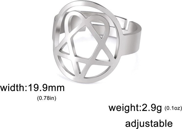 YULIN Ring Heartagram Stern, Edelstahl, Gold, Damen, Vintage, verstellbar - Bild 1