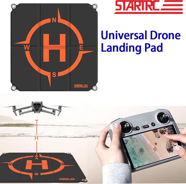 STARTRC Drohnen-Landeplattform für DJI Neo 2, Mini 5 Pro, Mini 4K, Mini 4 Pro, 3, Avata 2/360 und Air 3S, faltbar, Schwarz-Orange, Durchmesser: 55 cm - Bild 1