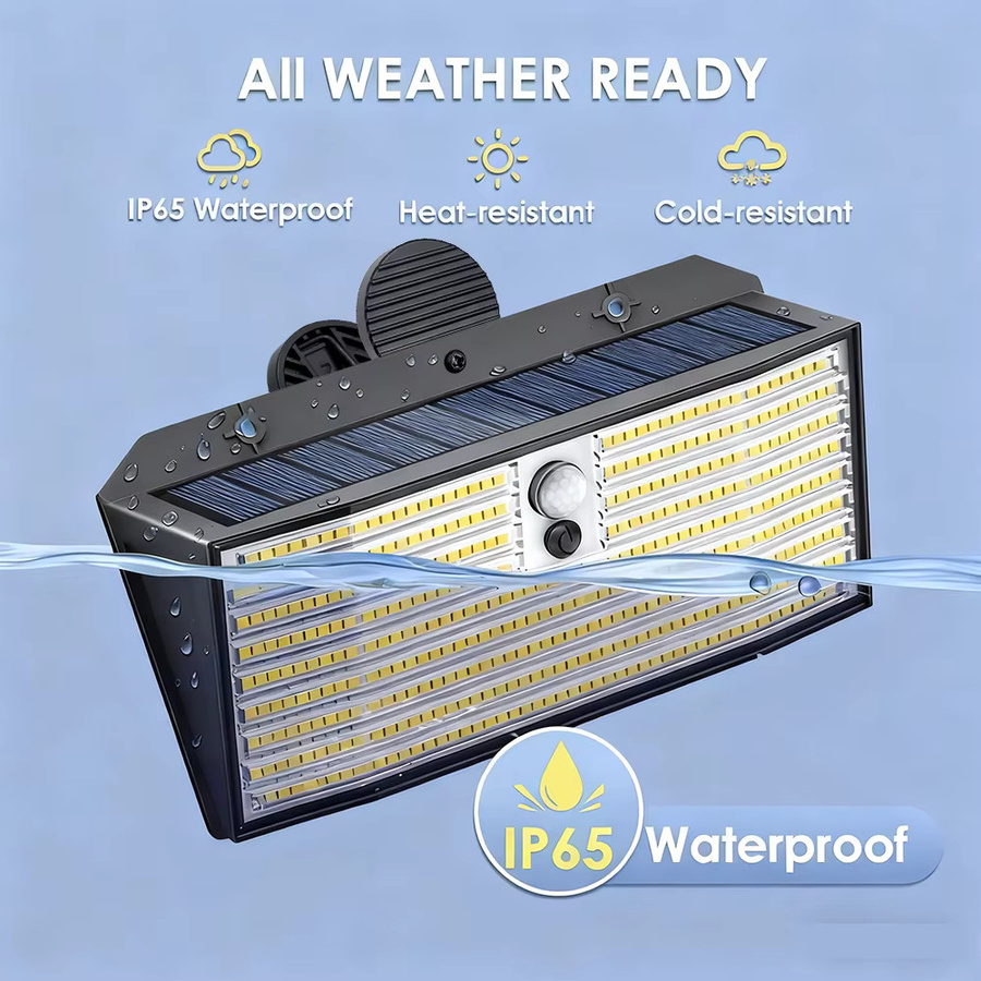 Wasserdichte Solar-Flutlichter mit Bewegungssensor IP65 in Schwarz für Garten und Terrasse - Bild 3