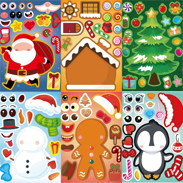 Charile Weihnachten Weihnachtsmann und Tier Puzzle Aufkleber, Bunt / Mehrfarbig - Bild 1