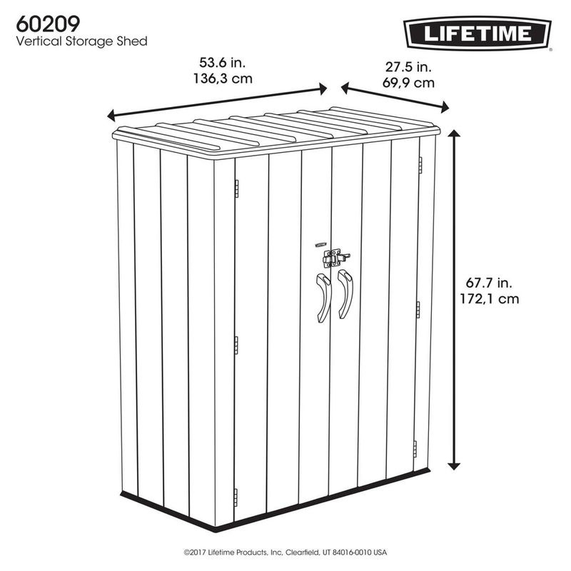 Lifetime Kunststoff Geräte- und Gartenschrank in Holzoptik, dunkelgrau, B/T/H: 70 x 136 x 172 cm - Bild 5