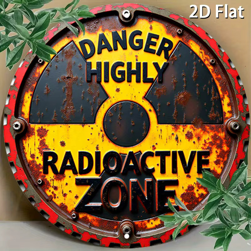 Potdemiel Rundes Aluminiumschild Strahlungswarnung DANGER HIGHLY Radioactive ZONE in Gelb, Durchmesser: 20 cm - Bild 5