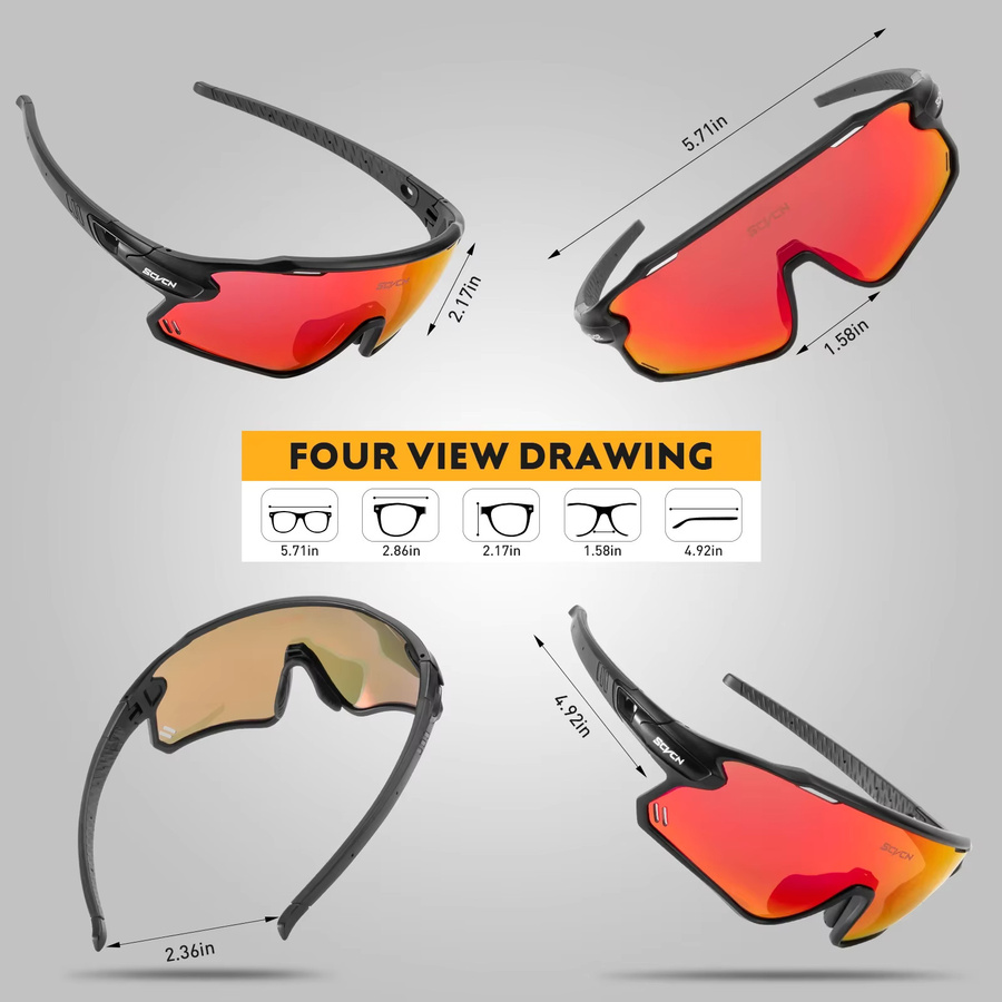 SCVCN Sportsonnenbrille, Vollrand, Kunststoff, Herren, Photochrome - Bild 3