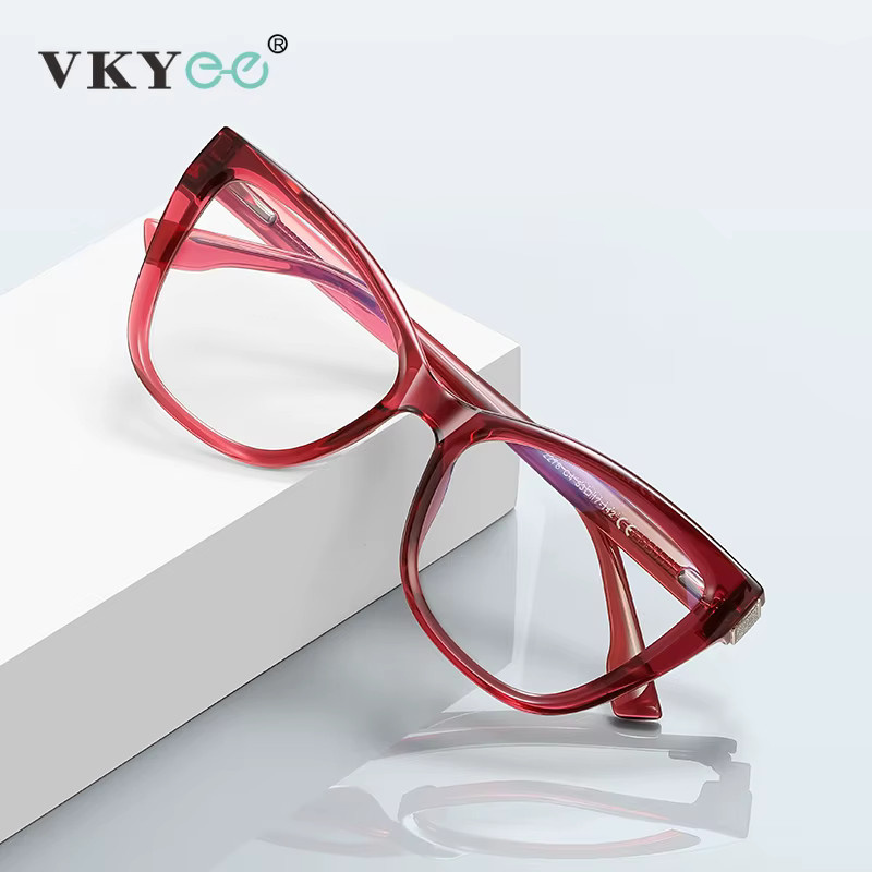 VICKY PFD2278 Lesebrille, Cat Eye, Unisex, Vollrand, Kunststoff, rot - Bild 2