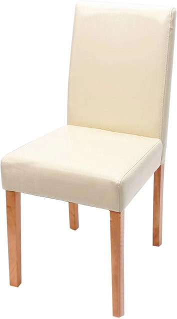 MCW Esszimmerstuhl Littau in Creme mit hellen Beinen aus Leder - Bild 1