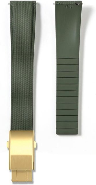PINSENDA Uhrenarmband FKM-Gummi, Kautschuk, 21mm, gold/grün, Herren - Bild 1