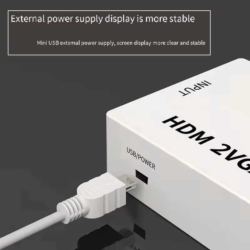 Kebidumei VGA zu HDMI Adapter mit Audio-Schnittstelle in Weiß für Notebook, PC und Konsolen, Full HD 1080p Konverter - Bild 4