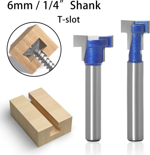 JGZUI Holzbearbeitungs-Fräser für Schlüsselloch- und T-Nut-Fräsungen mit 6 mm 1/4-Zoll-Schaft für Bilderrahmen und Schraubenfutter - Bild 1