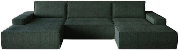 Vente-unique Schlafsofa Amelia in Tannengrün mit Cord-Bezug