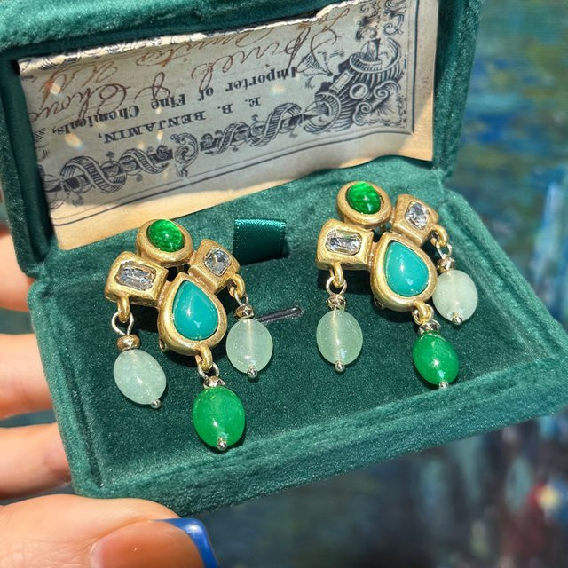 Icareu Tropfen-Ohrringe, Imitation Jade, grün, Damen - Bild 1