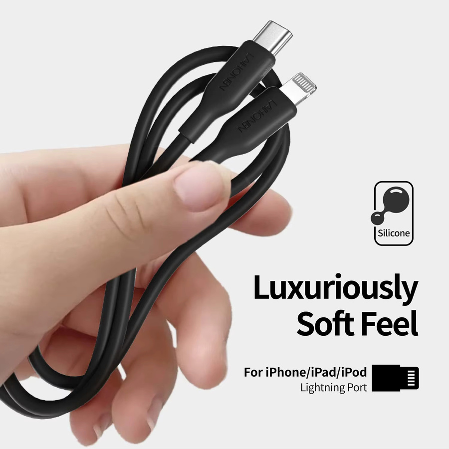LAIHONEN USB-C auf Lightning Schnellladekabel 27W in Schwarz für iPhone und iPad - Bild 4