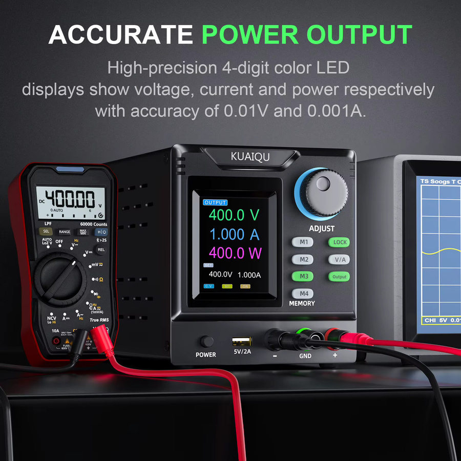 KUAIQU Programmierbares Hochspannungs-Schaltnetzteil mit USB und RS232, 400V, 1A, 400W, Schwarz - Bild 7
