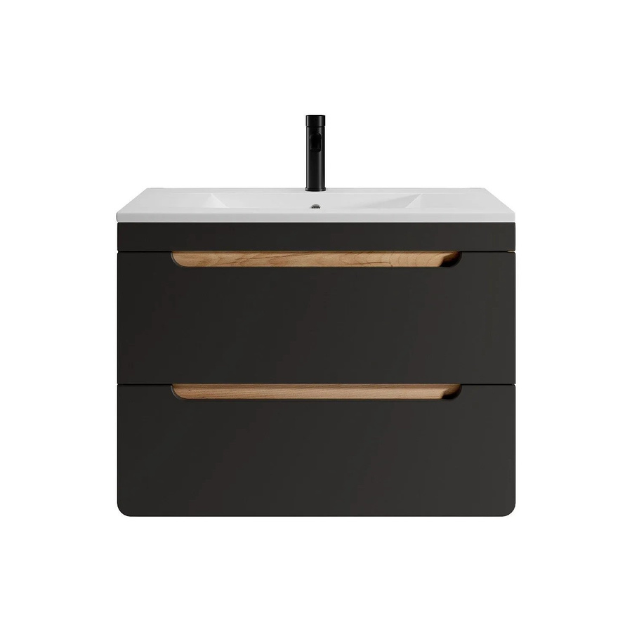 Einzelwaschtisch Aruba von Vente-unique in Anthrazitgrau und Naturfarben Hell, Breite: 80 cm - Bild 2